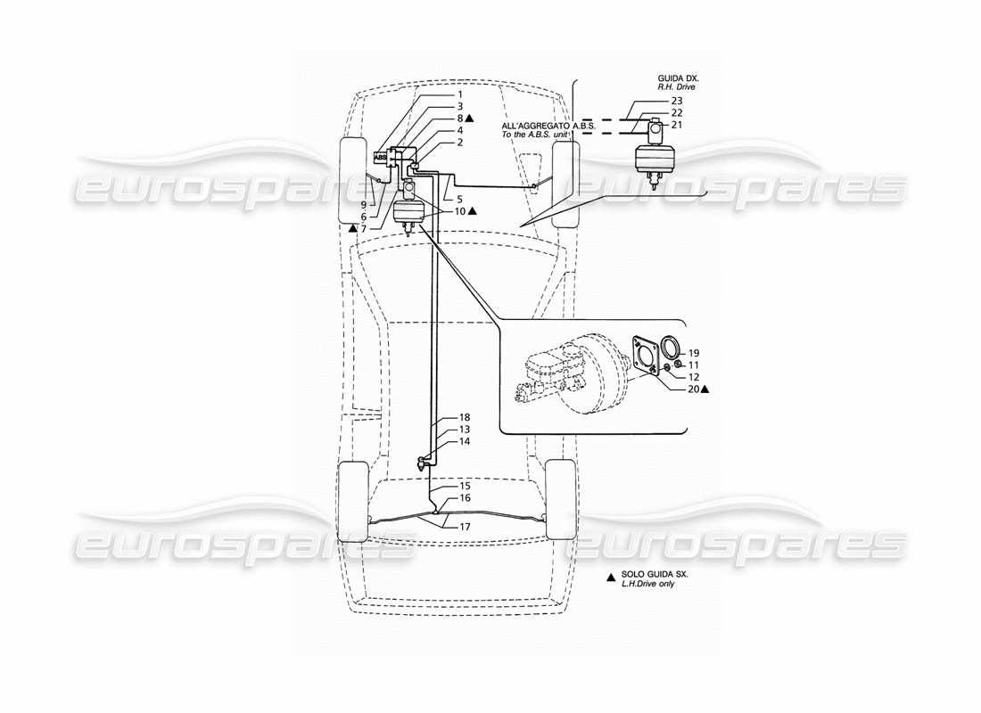 Maserati Ghibli 2.8 (ABS) Líneas de freno hidráulico ABS Diagrama de piezas