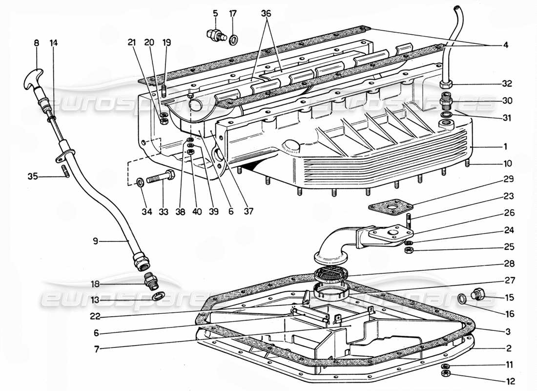 Ferrari 365 GTC4 (Mecánico) Bandeja colectora - Recogida de aceite Diagrama de piezas