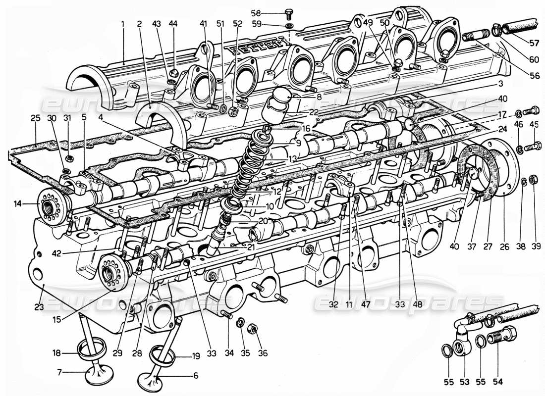 Ferrari 365 GTC4 (Mecánico) Culata izquierda Diagrama de piezas
