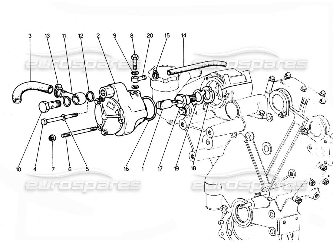 Ferrari 365 GTC4 (Mecánico) Bomba de vacío de freno Diagrama de piezas