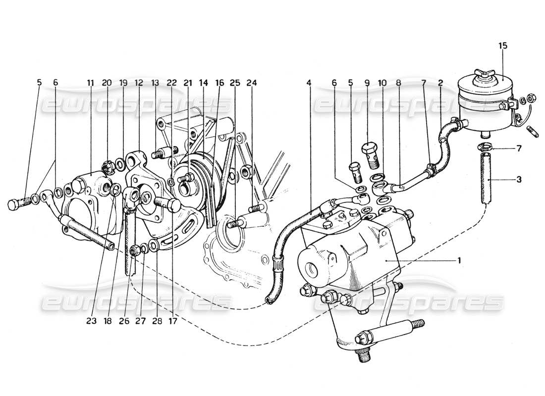 Ferrari 365 GTC4 (Mecánico) Steering box & pump - Revision Diagrama de piezas
