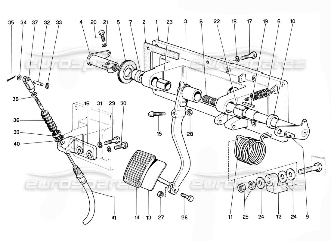 Diagrama de piezas del pedal Ferrari 365 GTC4 (mecánico) Embrague (RHD)