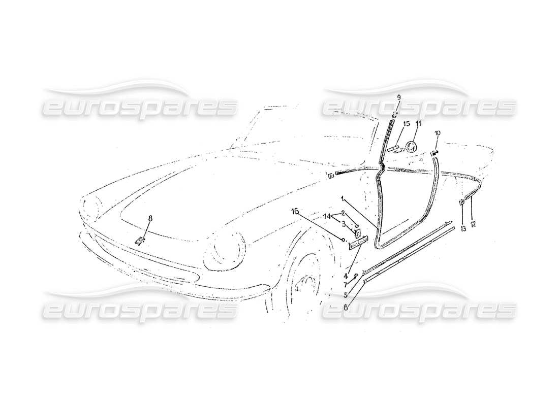 Ferrari 275 (Carrocería Pininfarina) Gruppo Guernizioni Esterne Diagrama de piezas