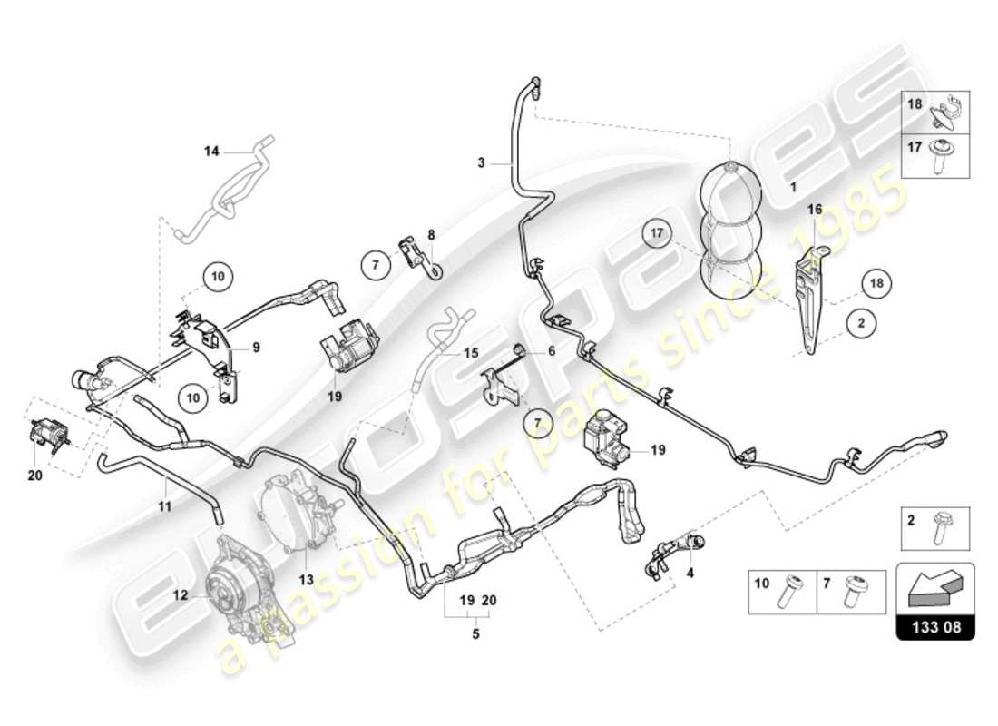 Lamborghini Urus (2020) SISTEMA DE VACÍO Diagrama de piezas