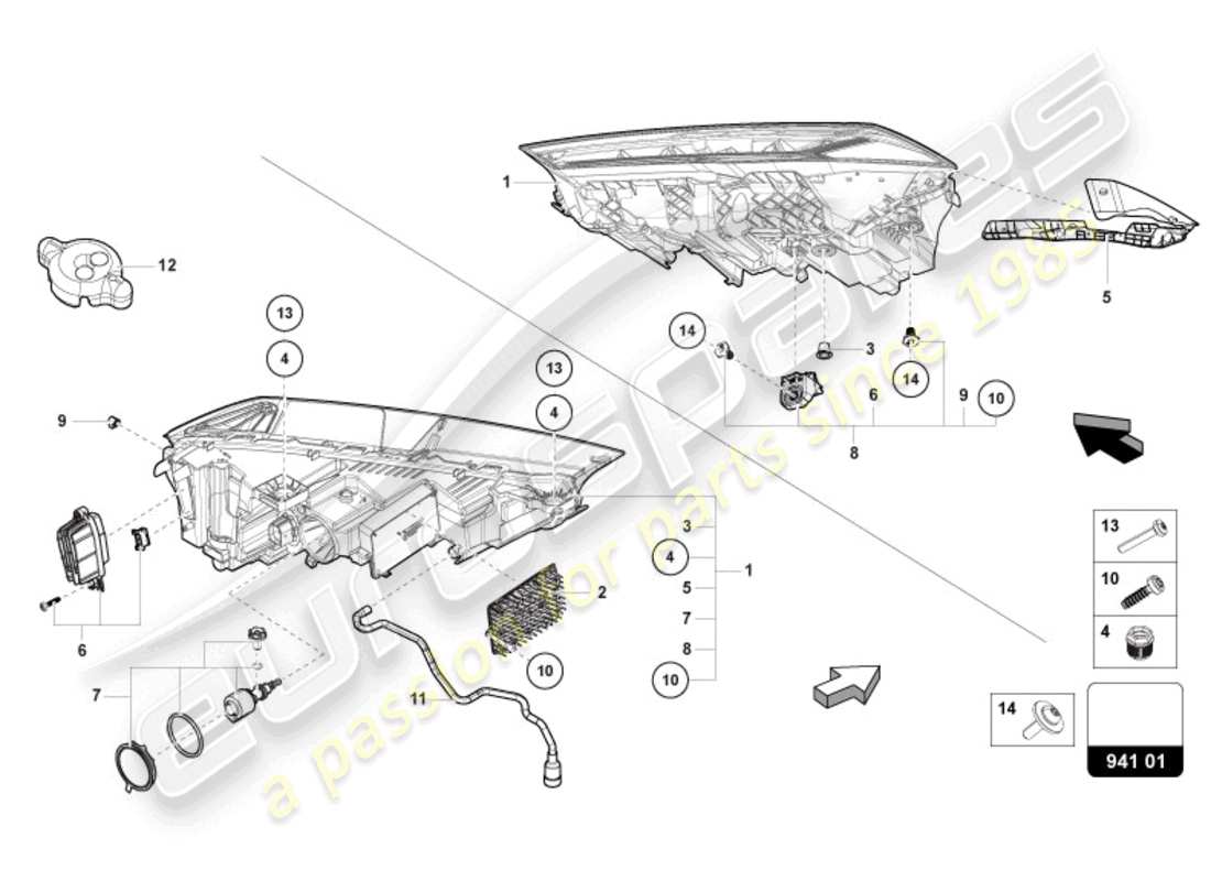 Lamborghini Urus (2020) FARO LED Diagrama de piezas