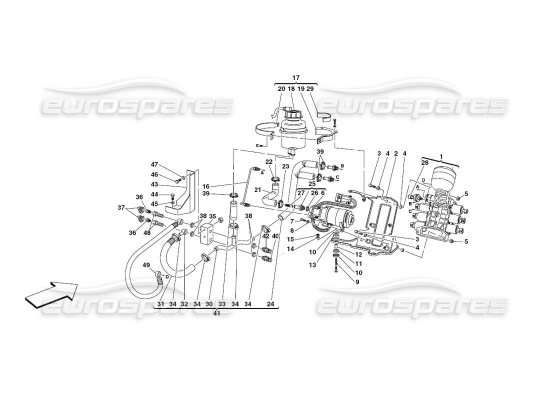 Ferrari 430 Desafío (2006) Power Unit and Tank Diagrama de piezas