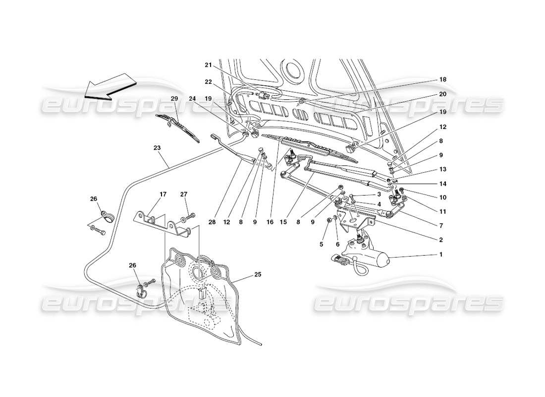 Ferrari 430 Desafío (2006) Lavaparabrisas y Arandela Diagrama de piezas