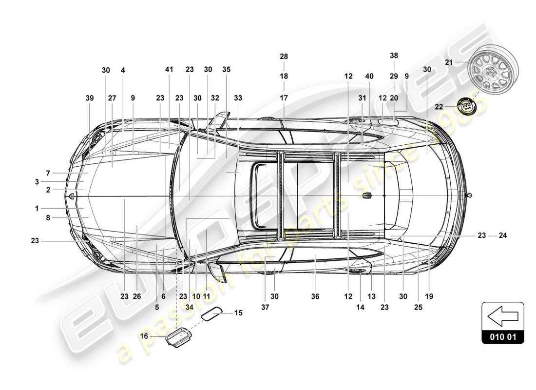 Lamborghini Urus (2021) SEÑALES/AVISOS Diagrama de piezas
