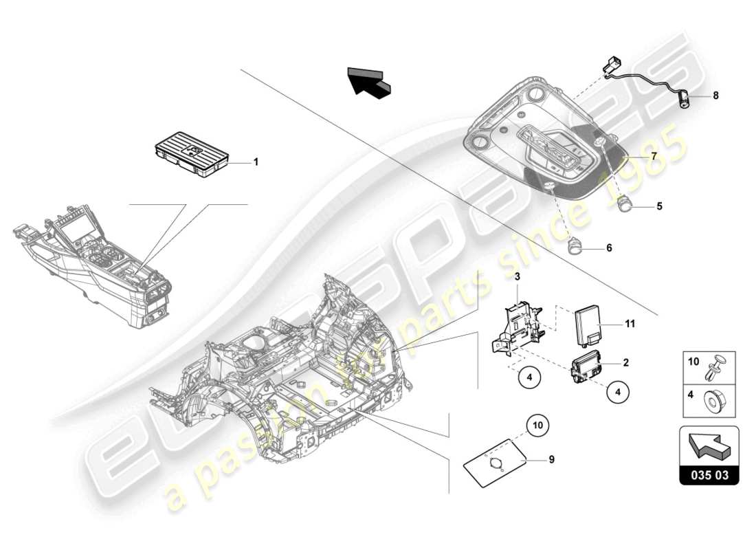 Lamborghini Urus (2021) PIEZAS ELÉCTRICAS PARA PREPARACIÓN DE CELULARES Diagrama de piezas