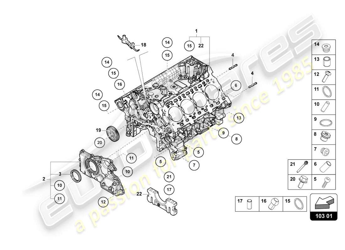 Lamborghini Urus (2021) CRANKCASE Diagrama de piezas
