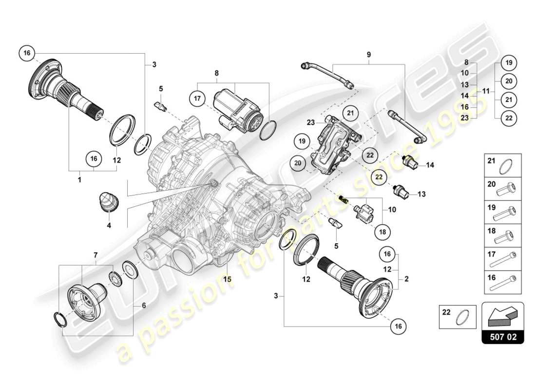Lamborghini Urus (2021) PARA DIFERENCIAL DEL EJE TRASERO Diagrama de piezas