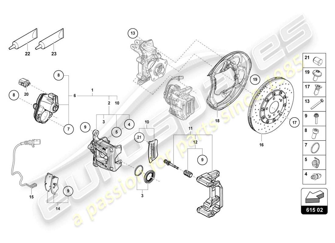 Lamborghini Urus (2021) FRENO DE PINZA FIJA TRASERA Diagrama de piezas