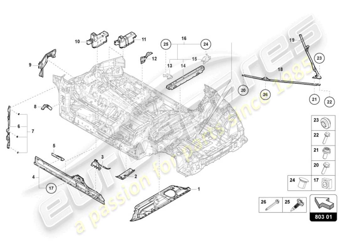 Lamborghini Urus (2021) BAJOS Diagrama de piezas