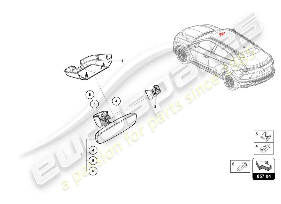 Lamborghini Urus (2021) ESPEJO INTERIOR Diagrama de piezas