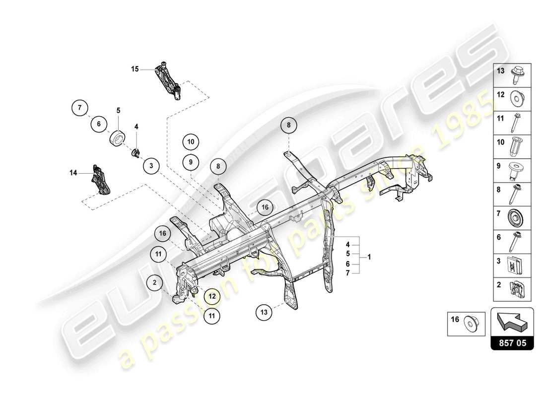 Lamborghini Urus (2021) TRAVESAÑO PARA EL SALPICADERO Diagrama de piezas