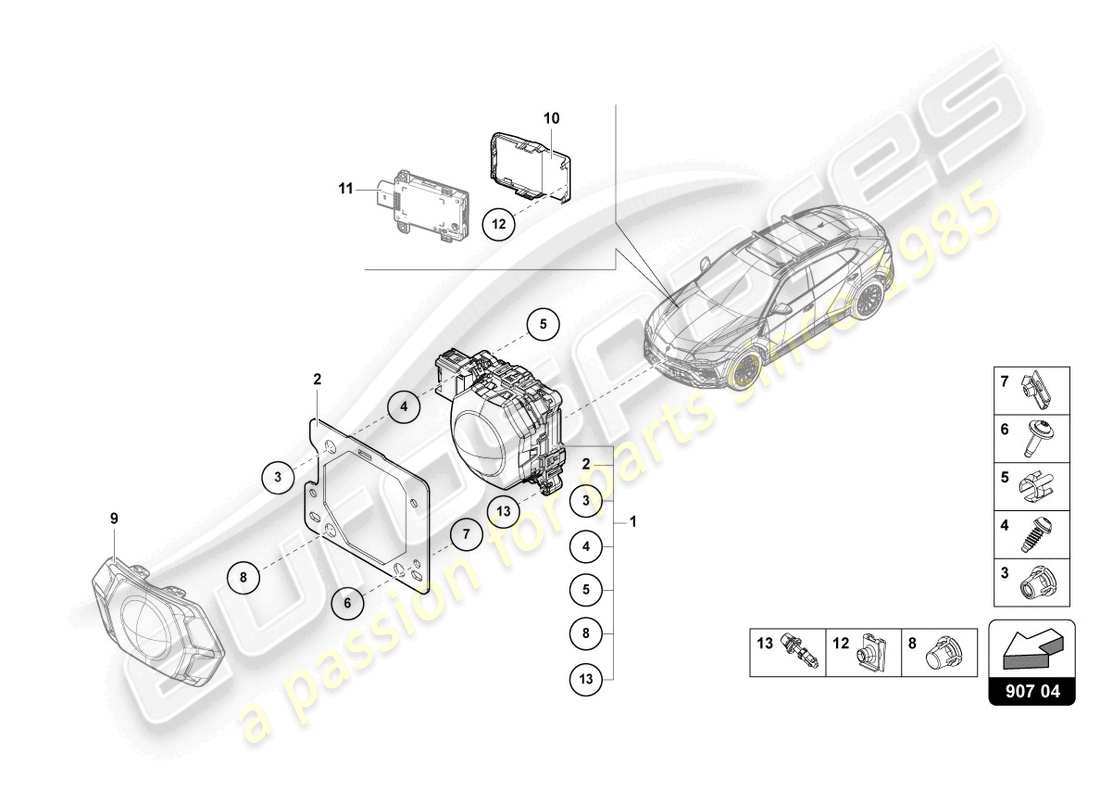 Lamborghini Urus (2021) SENSOR DE RADAR Diagrama de piezas