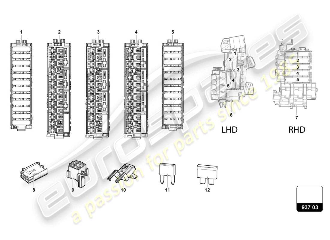 Lamborghini Urus (2021) FUSIBLES LADO DEL CONDUCTOR Diagrama de piezas
