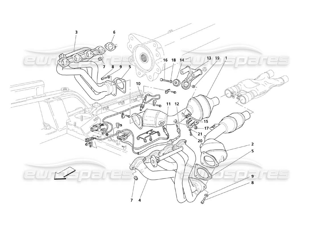 Maserati QTP. (2003) 4.2 Precatalizador y catalizador Diagrama de piezas