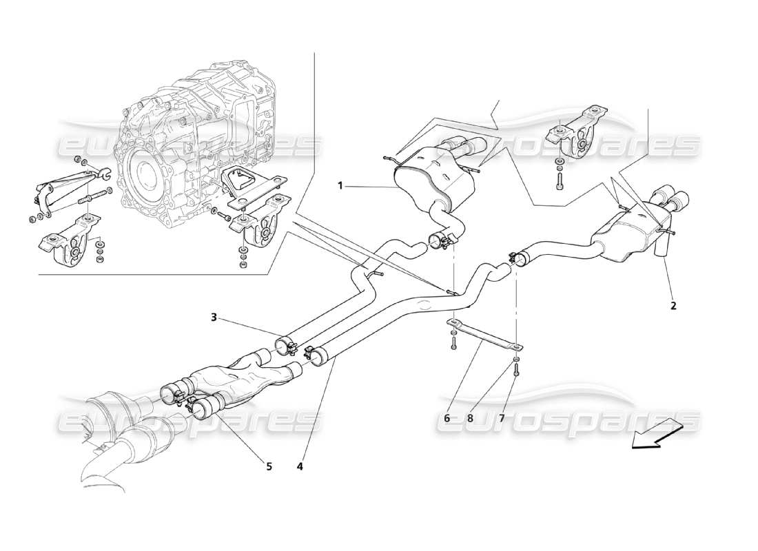 Maserati QTP. (2003) 4.2 SILENCIADORES Diagrama de piezas