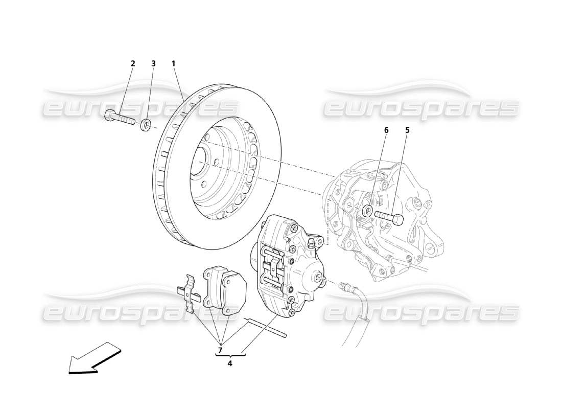 Maserati QTP. (2003) 4.2 Piezas de frenado de ruedas traseras Diagrama de piezas