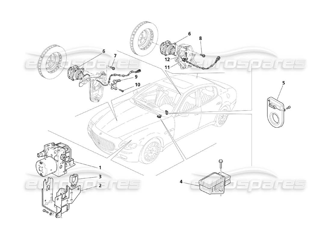 Maserati QTP. (2003) 4.2 SISTEMAS DE CONTROL DE FRENADO Diagrama de piezas