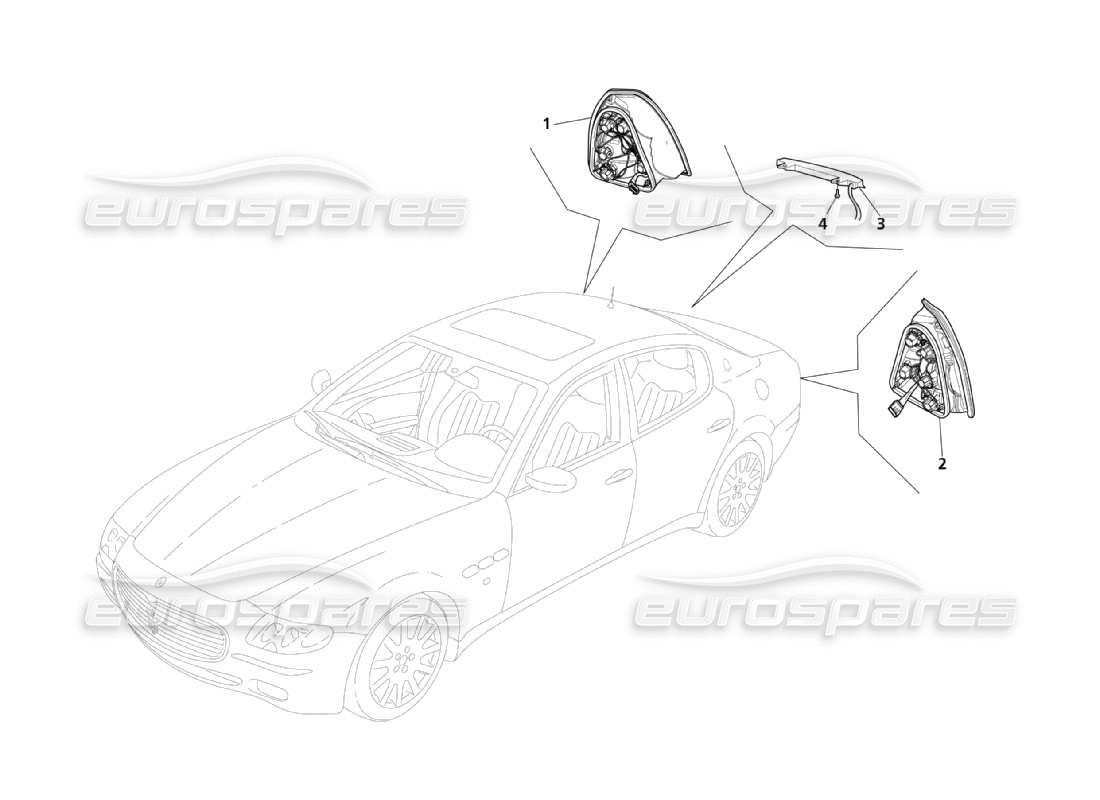 Maserati QTP. (2003) 4.2 Luces traseras Diagrama de piezas