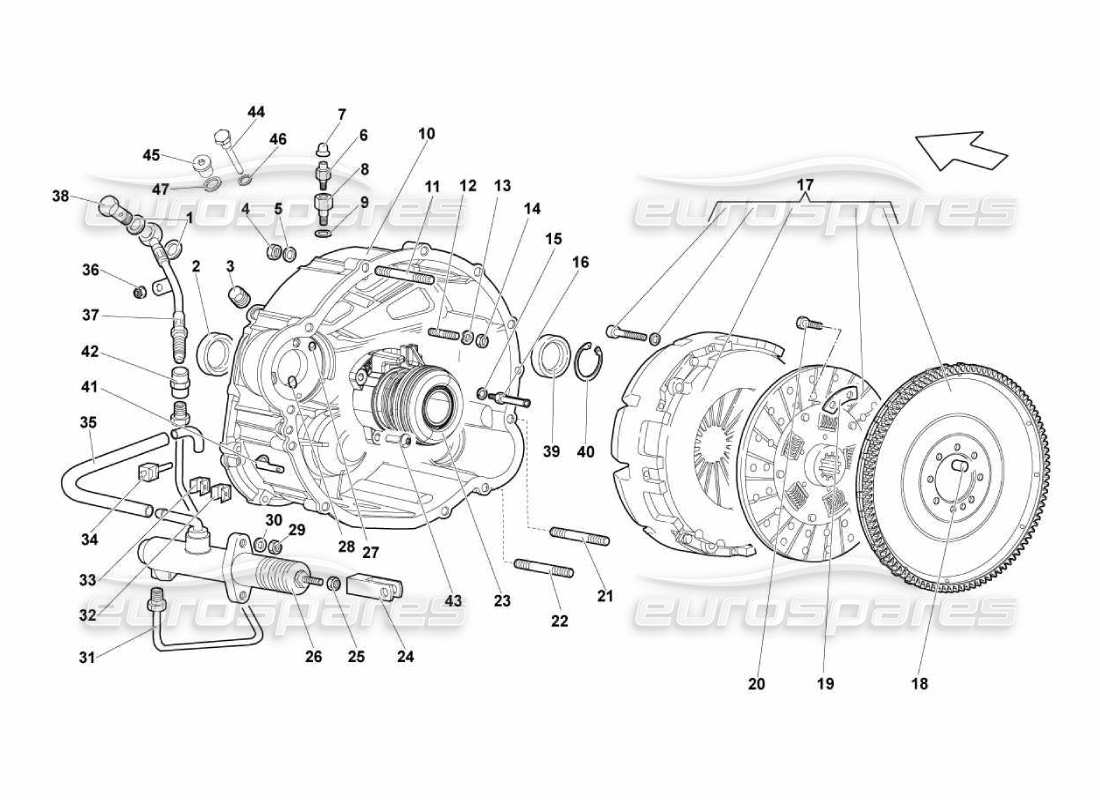 Lamborghini Murcielago LP670 Diagrama de piezas del embrague (manual)
