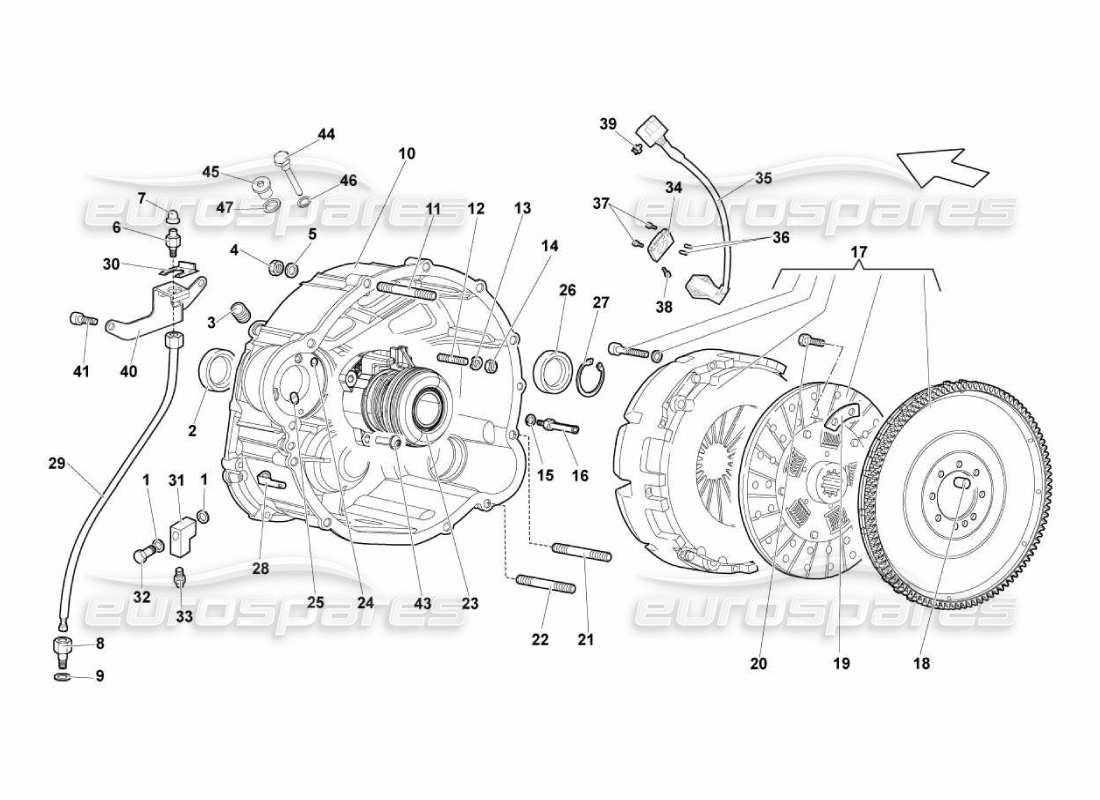 Lamborghini Murcielago LP670 Diagrama de piezas del embrague (e-gear)
