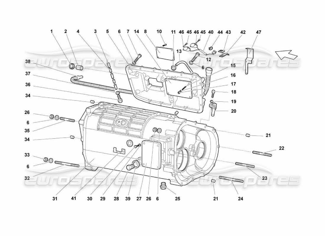 Lamborghini Murcielago LP670 Caja de cambios Diagrama de piezas
