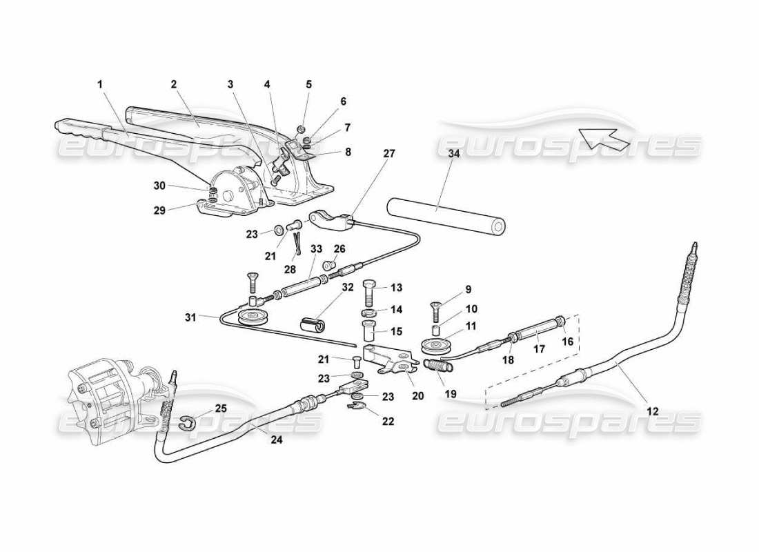 Lamborghini Murcielago LP670 Freno de mano Diagrama de piezas