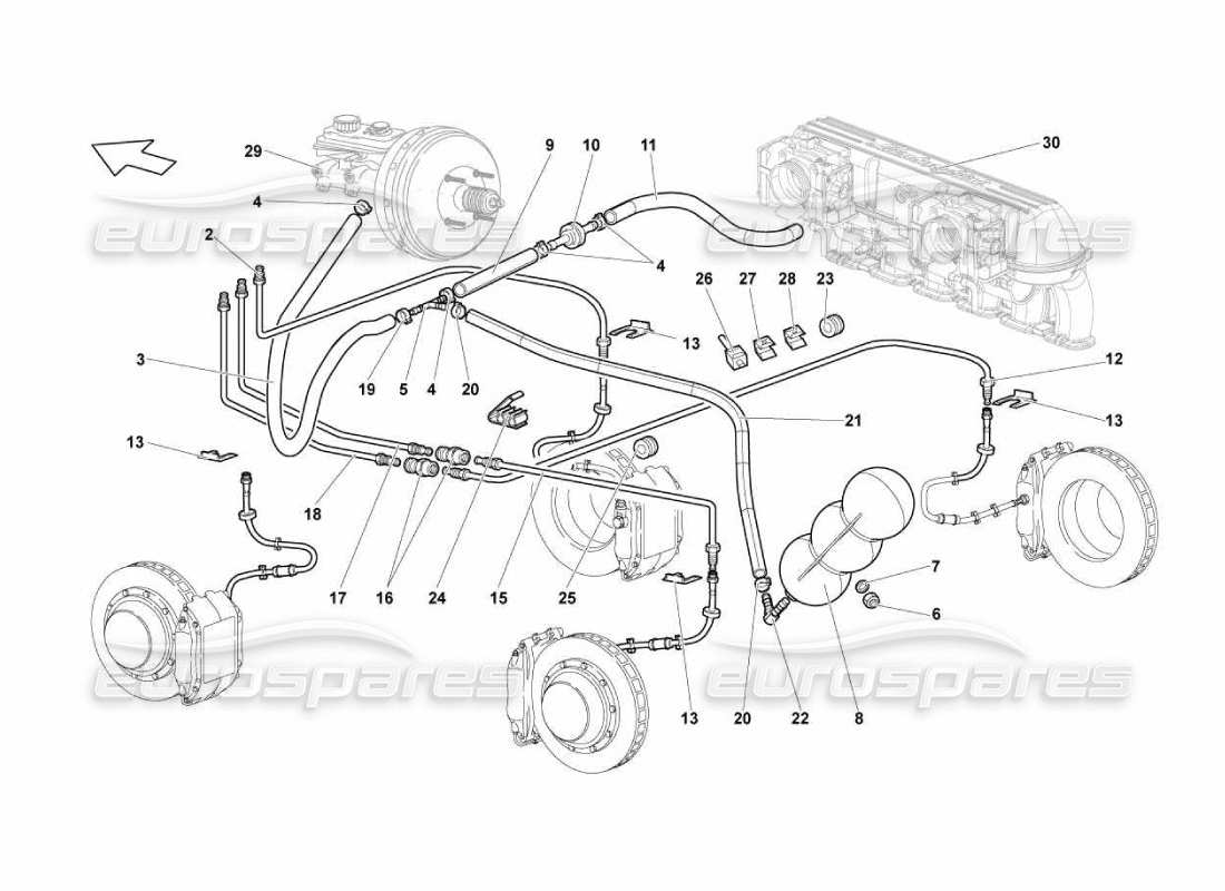Lamborghini Murcielago LP670 Brake System Diagrama de piezas