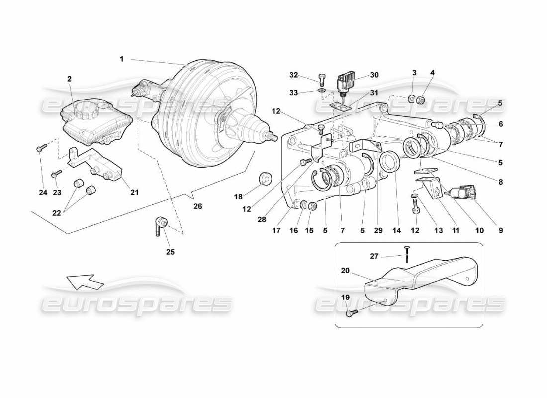 Lamborghini Murcielago LP670 SOPORTE DE PEDAL Diagrama de piezas
