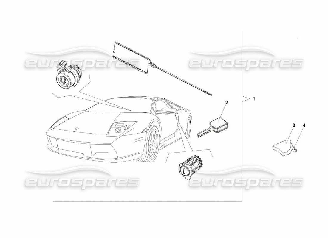 Lamborghini Murcielago LP670 Kit de llaves Diagrama de piezas