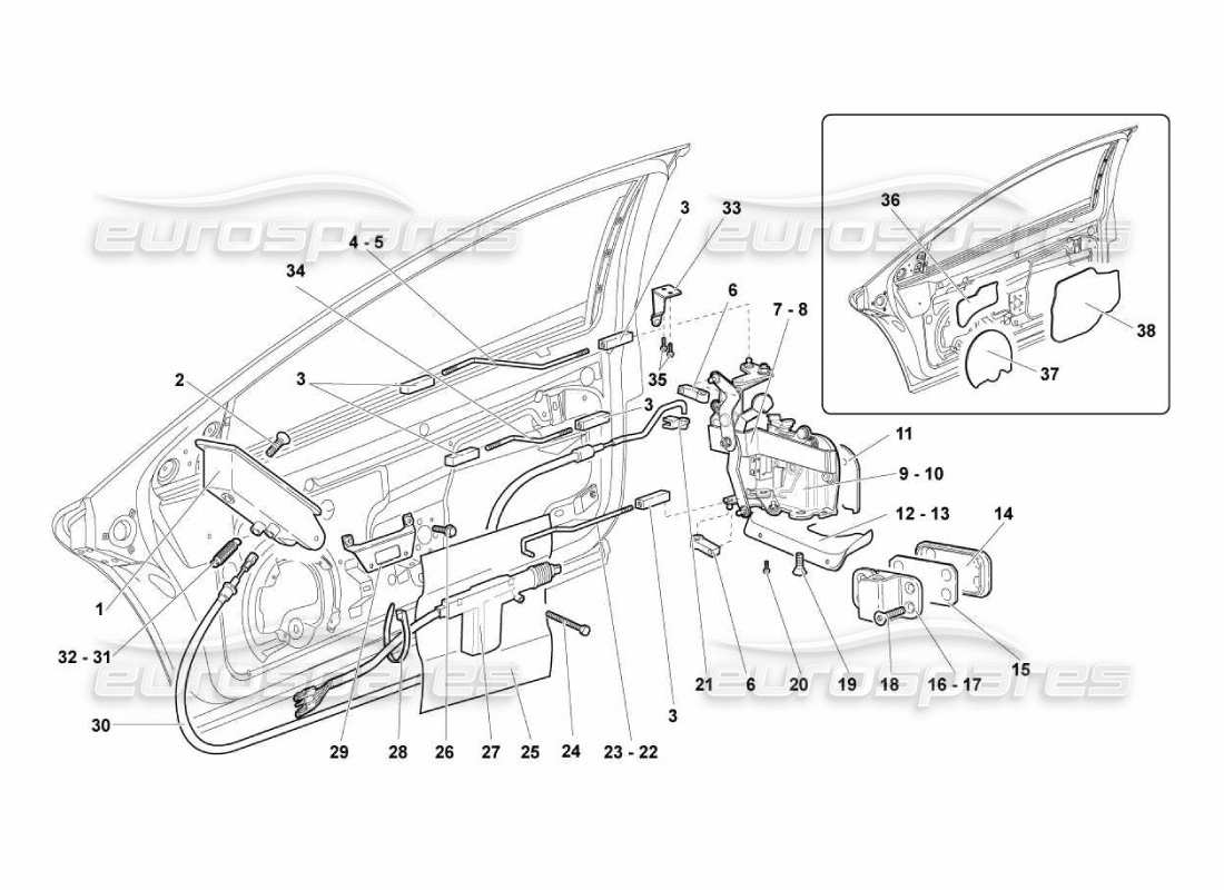 Lamborghini Murcielago LP670 PUERTAS Diagrama de piezas