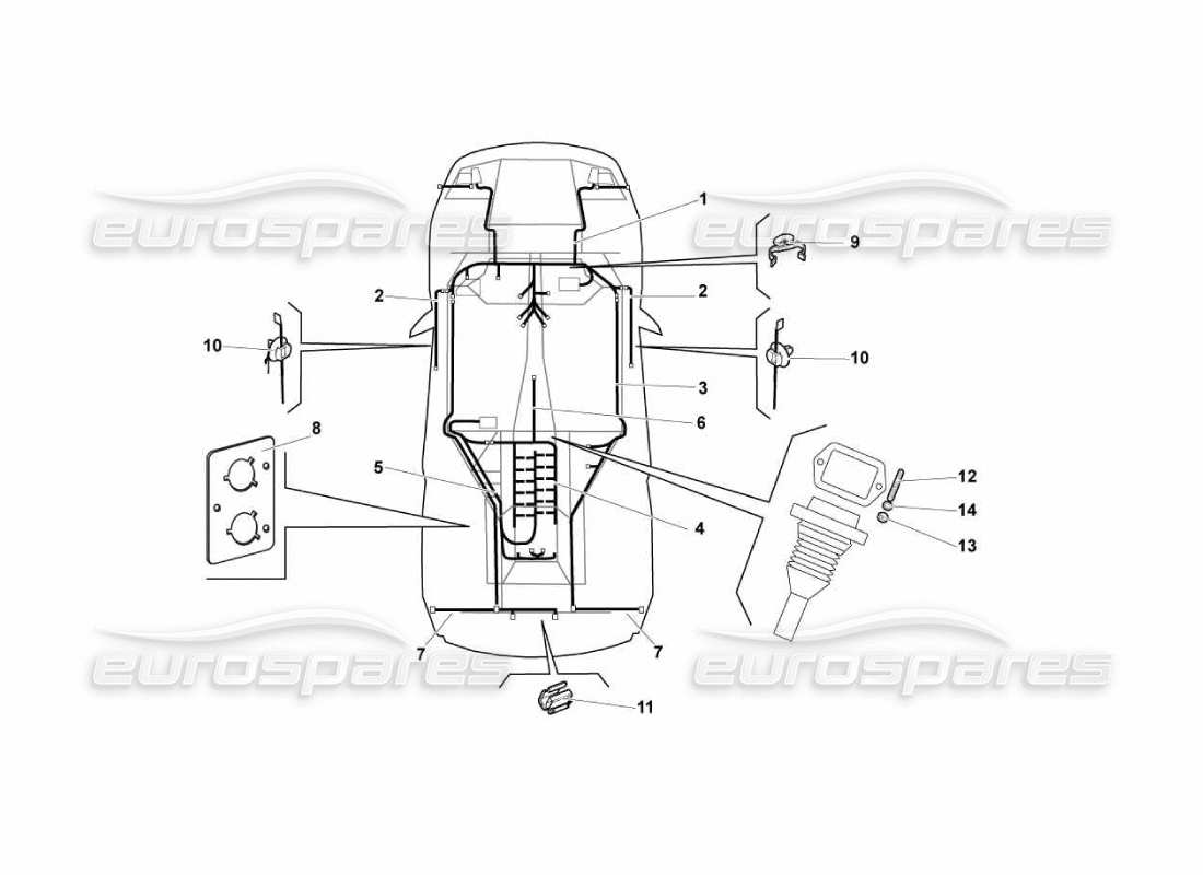 Lamborghini Murcielago LP670 Sistema eléctrico Diagrama de piezas