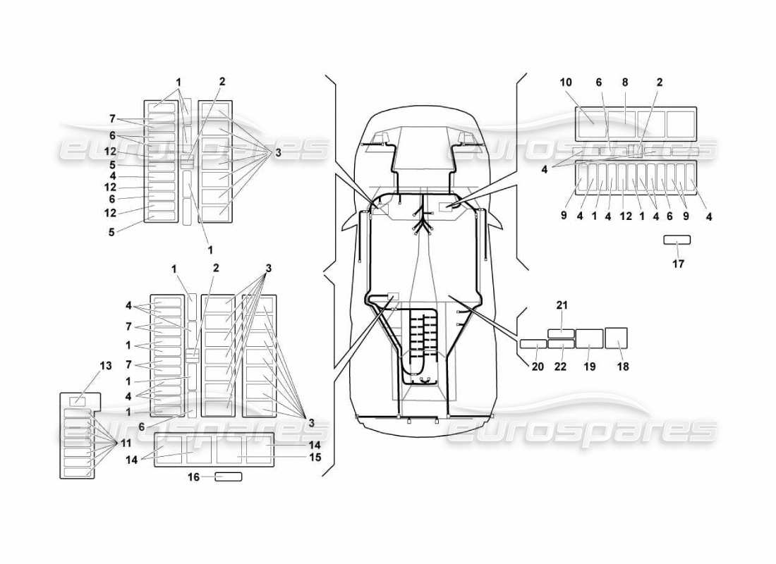 Lamborghini Murcielago LP670 Sistema eléctrico Diagrama de piezas