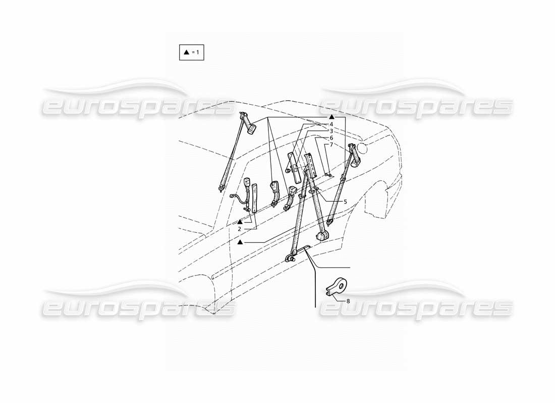 Maserati Ghibli 2.8 GT (Variante) Cinturones de seguridad Diagrama de piezas