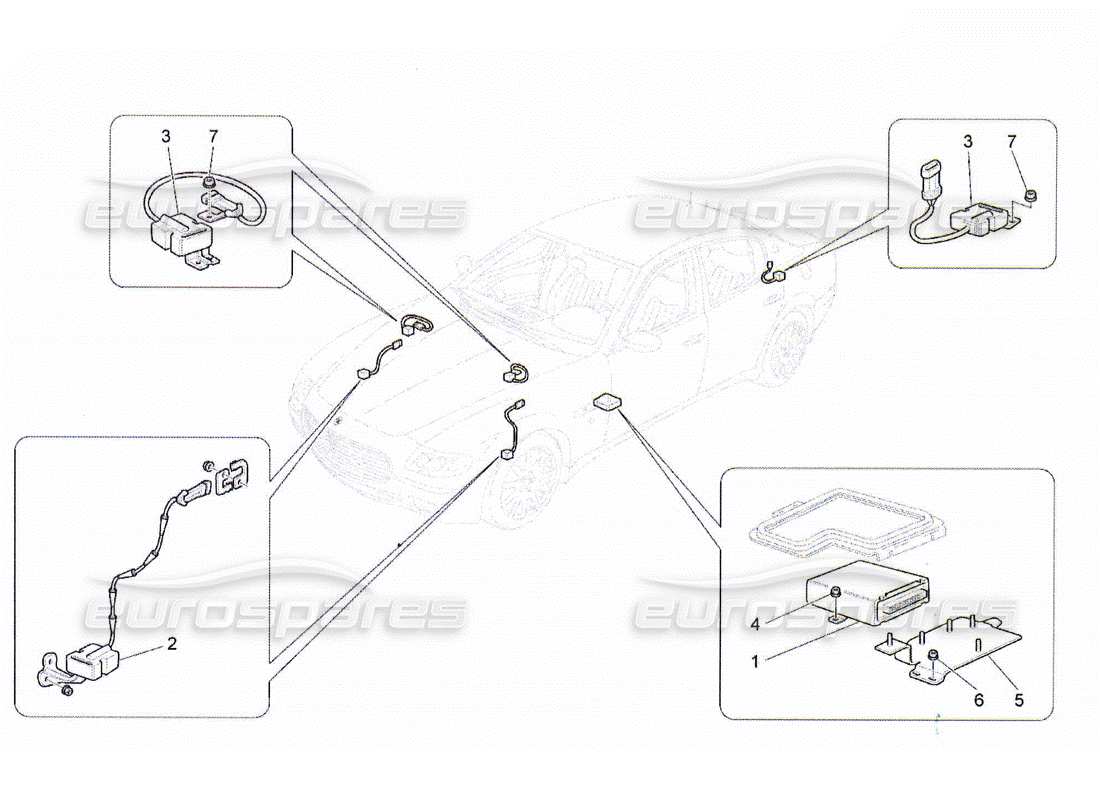 Maserati QTP. (2010) 4.2 Diagrama de piezas de control electrónico (suspensión)
