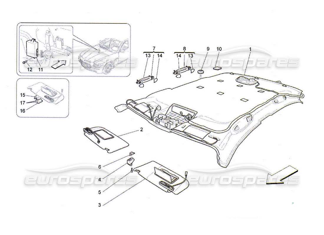 Maserati QTP. (2010) 4.2 PARASOL Y TECHO Diagrama de piezas