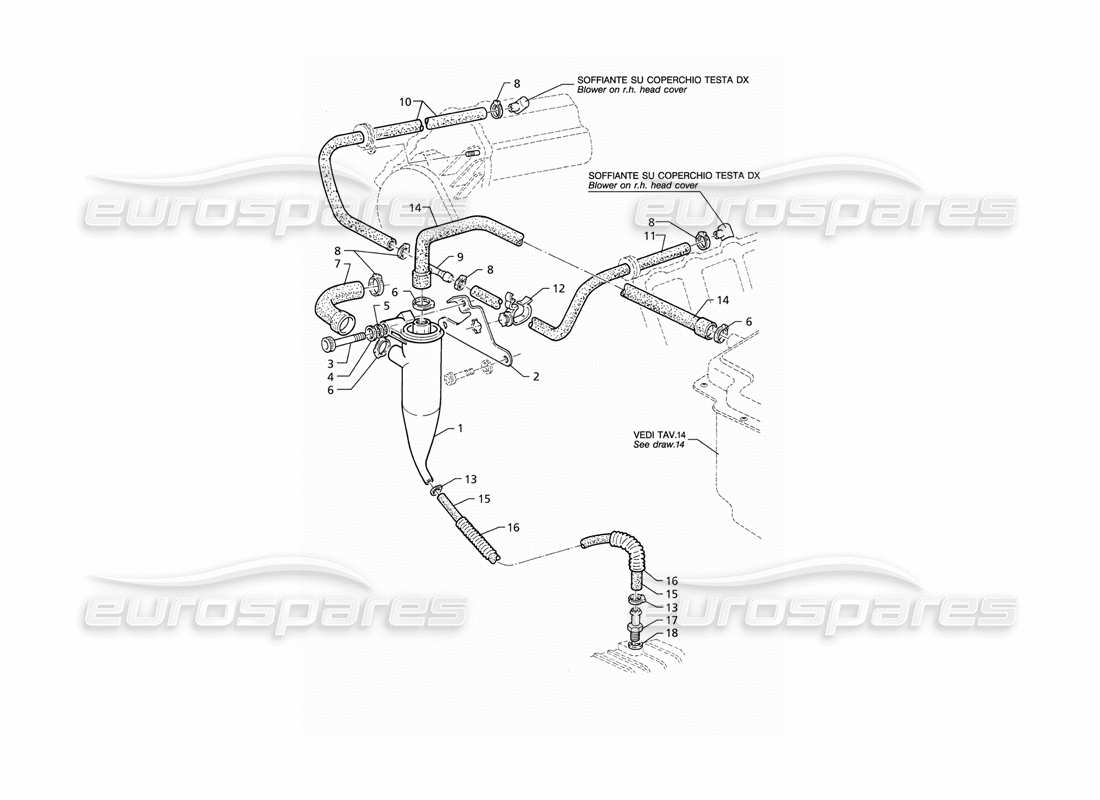 Maserati QTP V8 (1998) Oil Vapour Recovery Diagrama de piezas