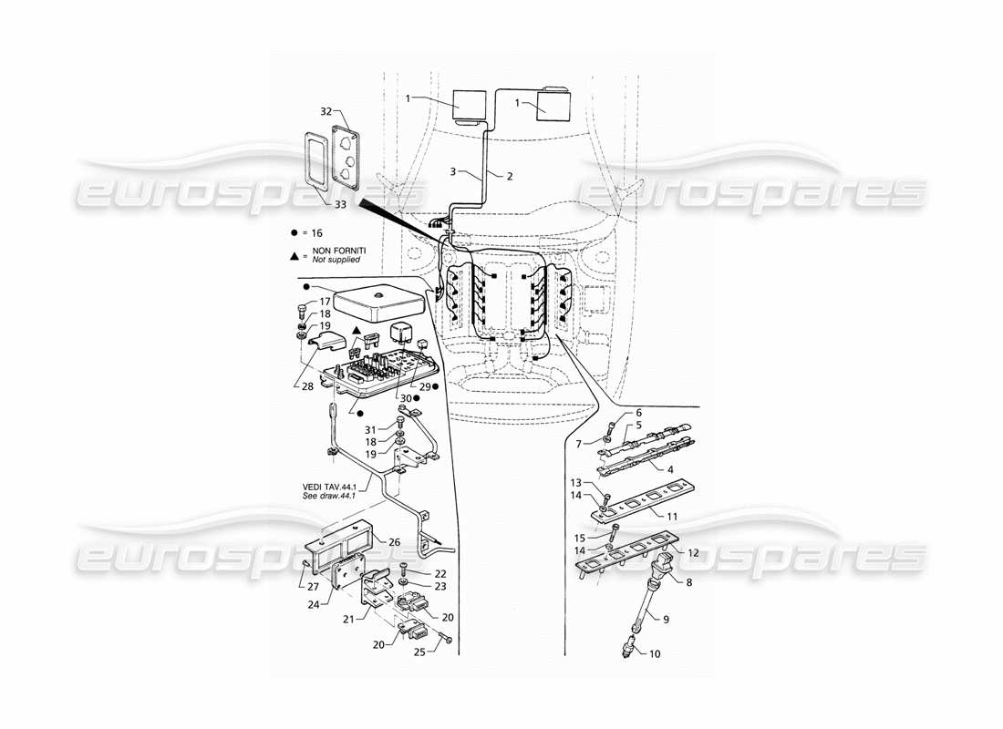 Maserati QTP V8 (1998) Diagrama de piezas del sistema de encendido (LHD)