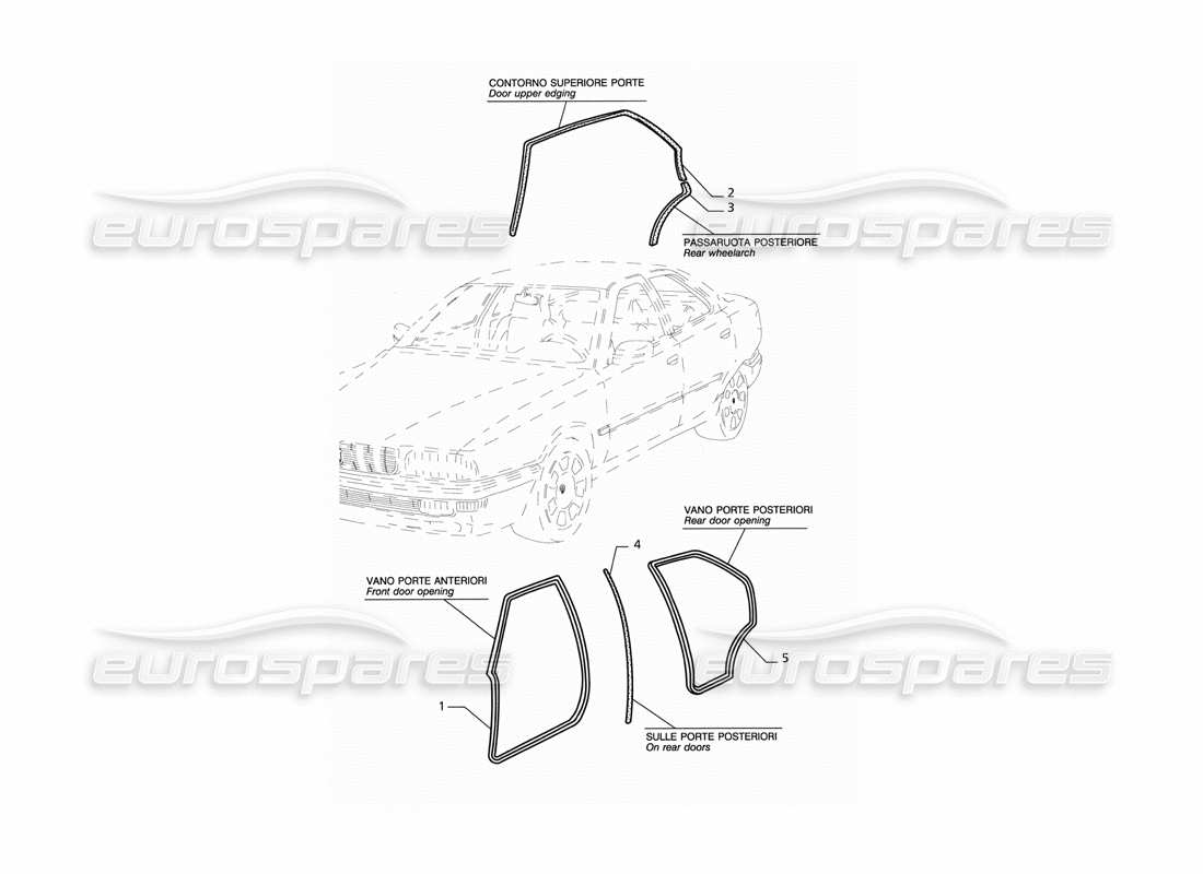 Maserati QTP V8 (1998) Sellos externos Diagrama de piezas