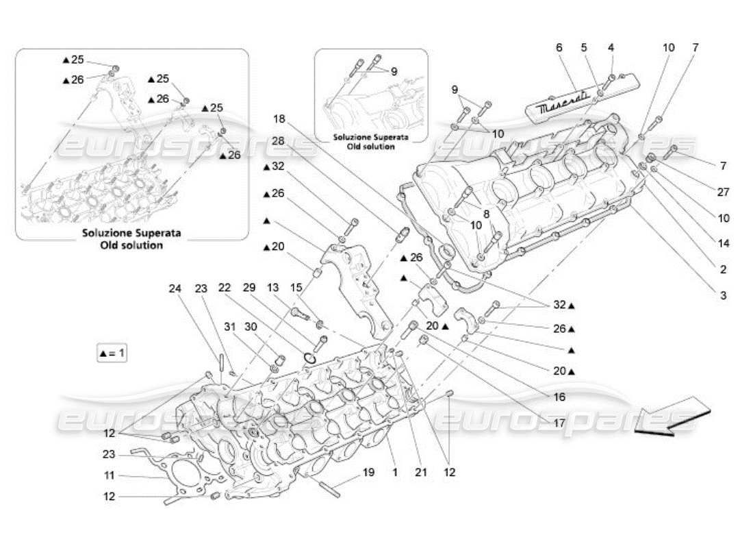 Maserati QTP. (2005) 4.2 culata izquierda Diagrama de piezas