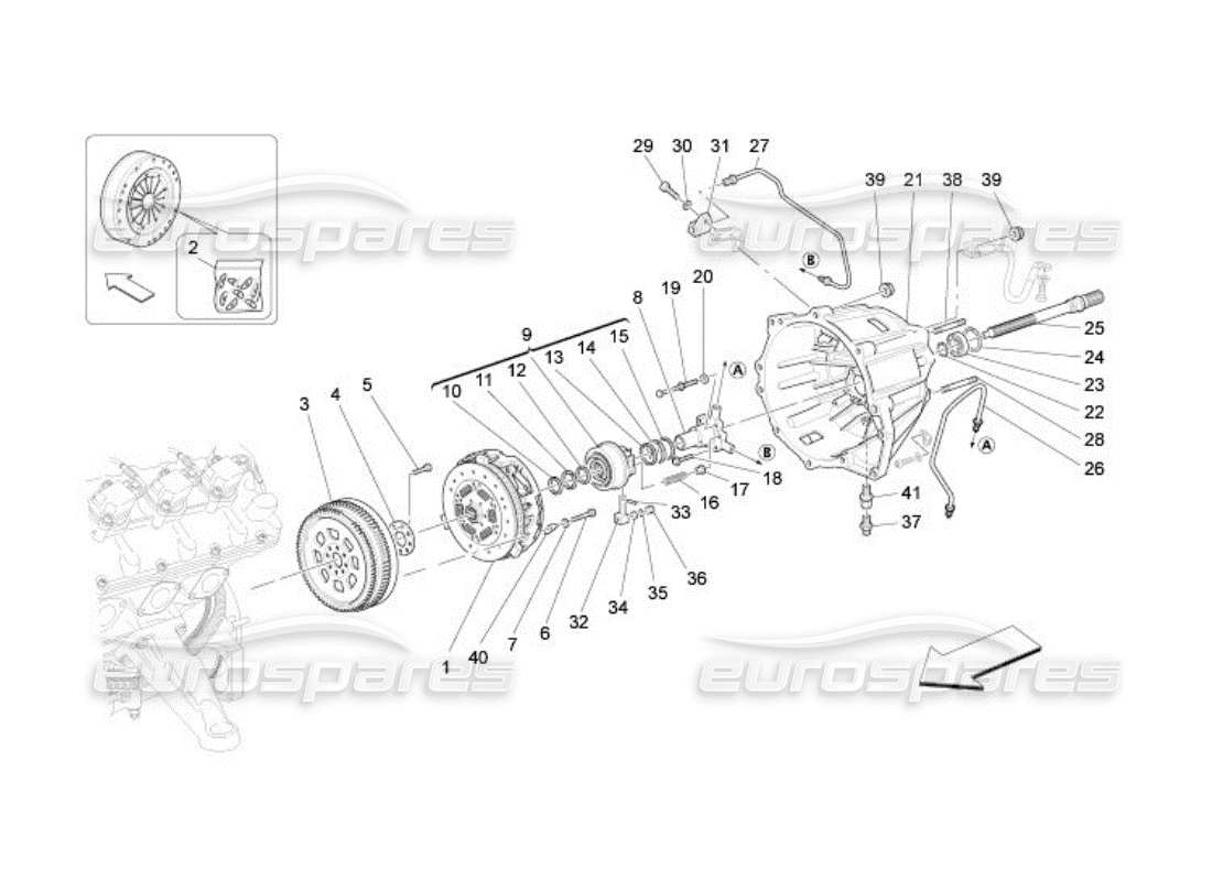 Maserati QTP. (2005) 4.2 Discos de fricción y carcasa para caja de cambios F1 Diagrama de piezas