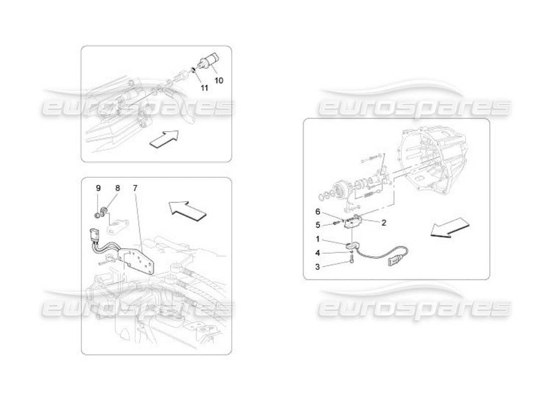 Maserati QTP. (2005) 4.2 Control electrónico del embrague para la caja de cambios F1 Diagrama de piezas