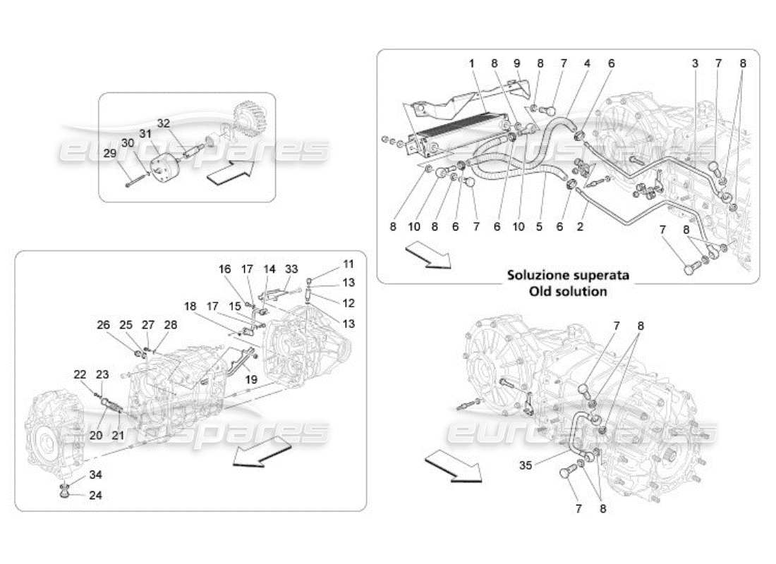 Maserati QTP. (2005) 4.2 LUBRICACIÓN Y REFRIGERACIÓN DEL ACEITE DE LA CAJA DE CAMBIOS Diagrama de piezas