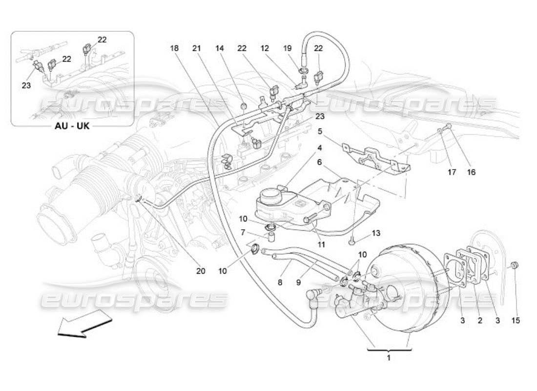 Maserati QTP. (2005) 4.2 BRAKE SERVO SYSTEM Diagrama de piezas