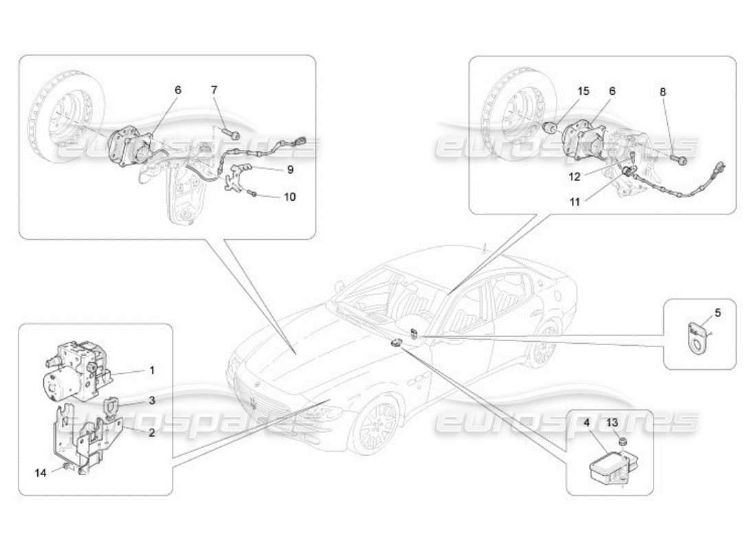 Maserati QTP. (2005) 4.2 SISTEMAS DE CONTROL DE FRENADO Diagrama de piezas