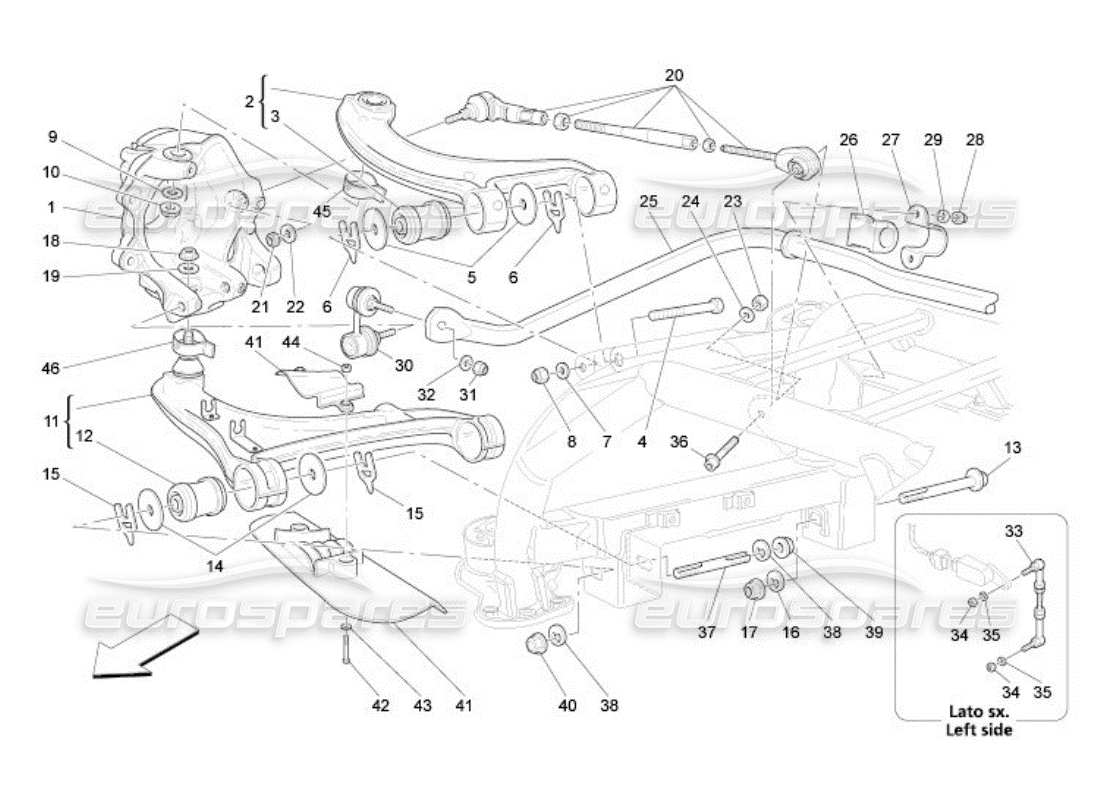Maserati QTP. (2005) 4.2 Rear Suspension Diagrama de piezas