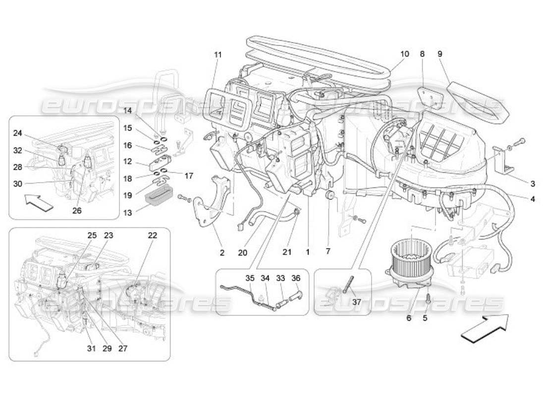 Maserati QTP. (2005) 4.2 Unidad de aire acondicionado: dispositivos de tablero Diagrama de piezas